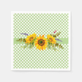 Zonnebloemen en karton servet