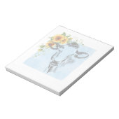 Zonnebloemen en koe op notitieblok (Linkerzijde)
