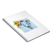 Zonnebloemen en koe op notitieblok notitieboek (Rechterzijde)