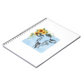 Zonnebloemen en koe op notitieblok notitieboek (Linkerzijde)