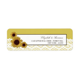 Zonnebloemen en  Lace Wedding Etiket