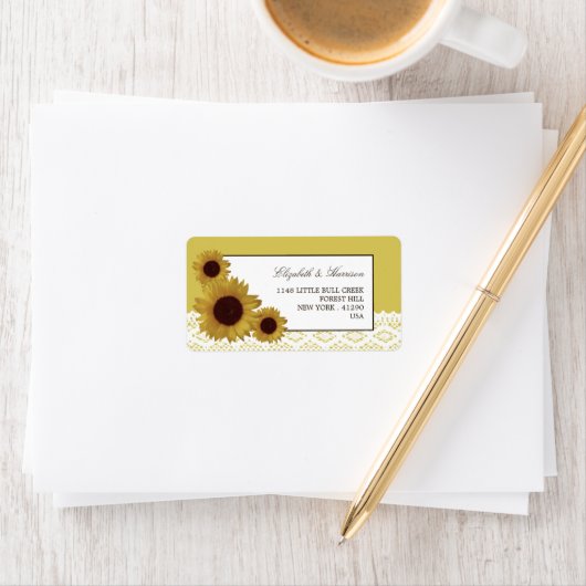 Zonnebloemen en  Lace Wedding Etiket (Insitu)