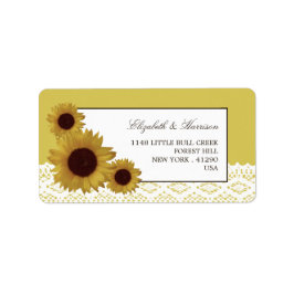Zonnebloemen en  Lace Wedding Etiket