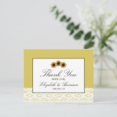 Zonnebloemen en  Lace Wedding Hartelijk dank Briefkaart (Staand voorkant)