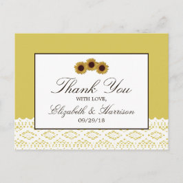 Zonnebloemen en  Lace Wedding Hartelijk dank Briefkaart