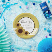 Zonnebloemen en  Lace Wedding Papieren Bordje (Feest)