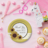 Zonnebloemen en  Lace Wedding Papieren Bordje (Feest)