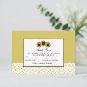 Zonnebloemen en Lace Wedding RSVP (Staand voorkant)