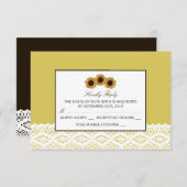 Zonnebloemen en Lace Wedding RSVP (Voorkant / Achterkant)
