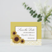 Zonnebloemen en  Lace Wedding Save the Date Aankondigingskaart (Staand voorkant)