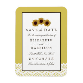 Zonnebloemen en  Lace Wedding Save the Date Magneet