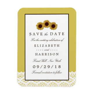 Zonnebloemen en  Lace Wedding Save the Date Magneet