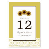 Zonnebloemen en Lace Wedding Table No. Kaart (Achterkant)