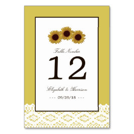 Zonnebloemen en  Lace Wedding Table No. Kaart