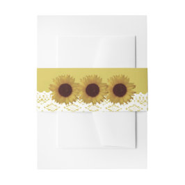 Zonnebloemen en  Lace Wedding Uitnodigingen Wikkel