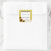 Zonnebloemen en  Lace Wedding Vierkante Sticker (Tas)