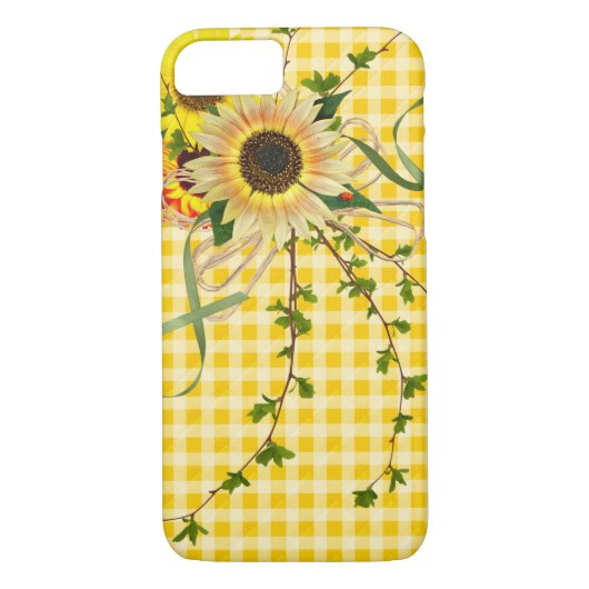 Zonnebloemen en Lady Bug op Ginham Case-Mate iPhone Case (Achterkant)