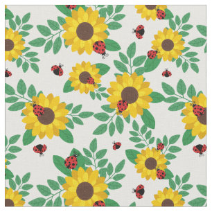 Zonnebloemen en Ladybugs-patroon Stof