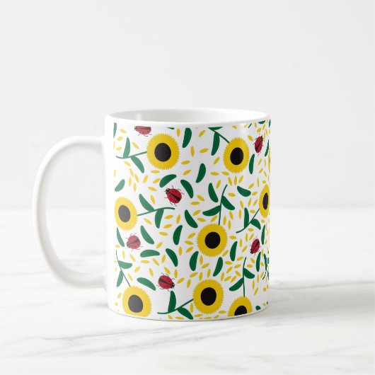 Zonnebloemen en Ladybugs Pattern Koffiemok (Links)