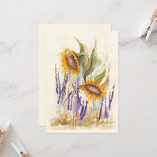 Zonnebloemen en lavender-Wenskaarten Kaart