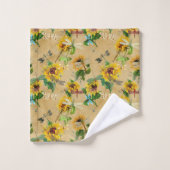 zonnebloemen en libellen bad handdoek (Wasdoekje)