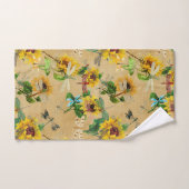 zonnebloemen en libellen bad handdoek (Handdoek)