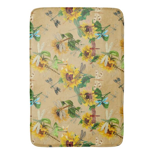  zonnebloemen en libellen badmat (Voorkant Verticaal)