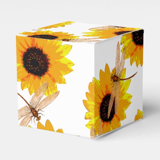 Zonnebloemen en libellen; bedankdoosjes (Voorkant Zijde)