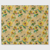  zonnebloemen en libellen cadeaupapier (Vlak)