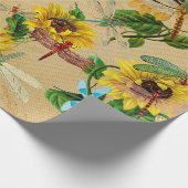zonnebloemen en libellen cadeaupapier (Hoek)