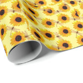 Zonnebloemen en libellen; cadeaupapier (Rol Hoek)