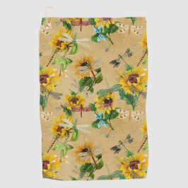 zonnebloemen en libellen golfhanddoek