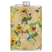  zonnebloemen en libellen heupfles (Voorkant)