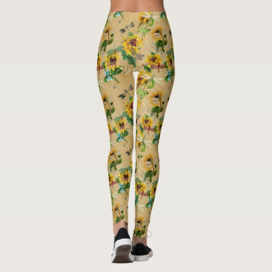  zonnebloemen en libellen leggings (Achterkant)
