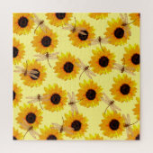 Zonnebloemen en libellen; legpuzzel (Verticaal)