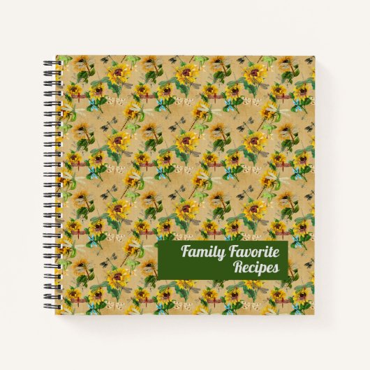 zonnebloemen en libellen notitieboek (Voorkant)