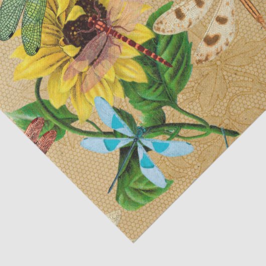 zonnebloemen en libellen Ontwerpen Tissuepapier (Detail)