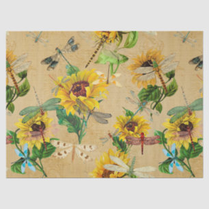 zonnebloemen en libellen Ontwerpen Tissuepapier