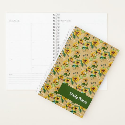  zonnebloemen en libellen planner (Display)