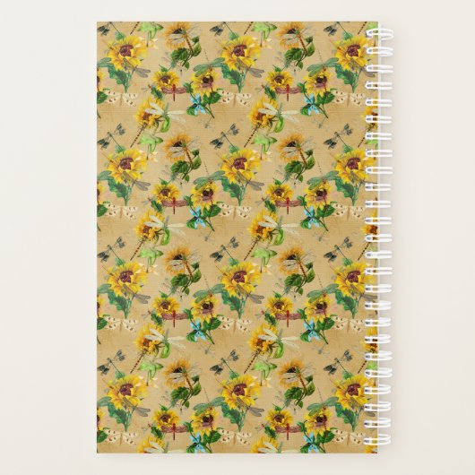  zonnebloemen en libellen planner (Achterkant)