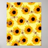 Zonnebloemen en libellen;