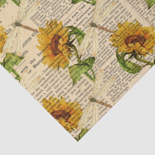 Zonnebloemen en libellen Reeks Design 16 Tissuepapier (Detail)