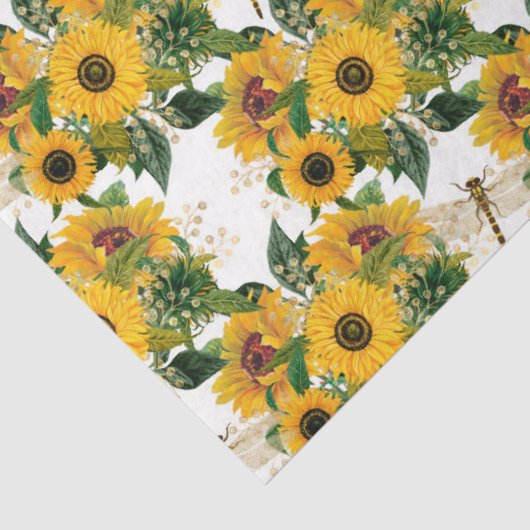 Zonnebloemen en libellen Reeks Design 17 Tissuepapier (Detail)