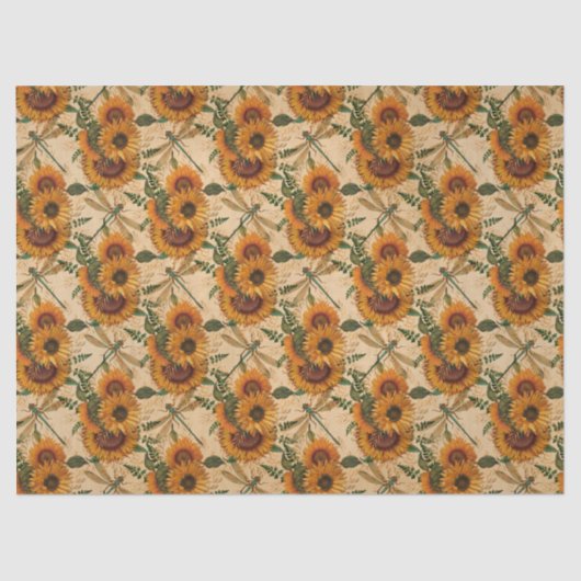 Zonnebloemen en libellen Reeks Design 3 Tissuepapier (Voorkant)
