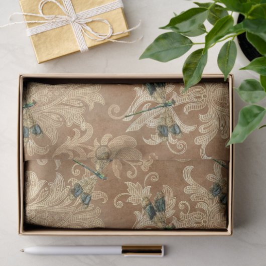 Zonnebloemen en libellen Reeks Design 8 Tissuepapier (Geschenk)