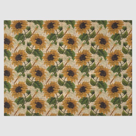 Zonnebloemen en Libellen Serie Design 12 Tissuepapier (Voorkant)