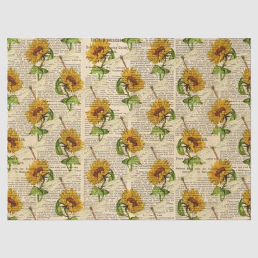 Zonnebloemen en Libellen Serie Design 16 Tissuepapier (Voorkant)
