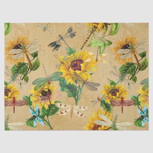 Zonnebloemen en Libellen Serie Design 2 Tissuepapier (Voorkant)