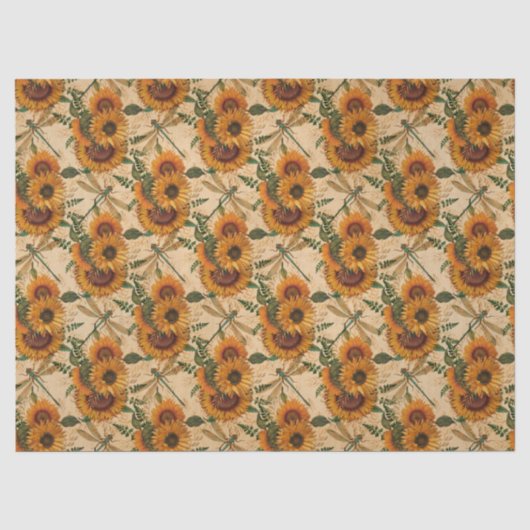 Zonnebloemen en Libellen Serie Design 3 Tissuepapier (Voorkant)