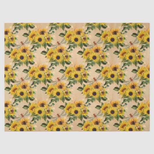 Zonnebloemen en Libellen Serie Design 4 Tissuepapier (Voorkant)